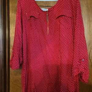 Red and white polka-dot blouse